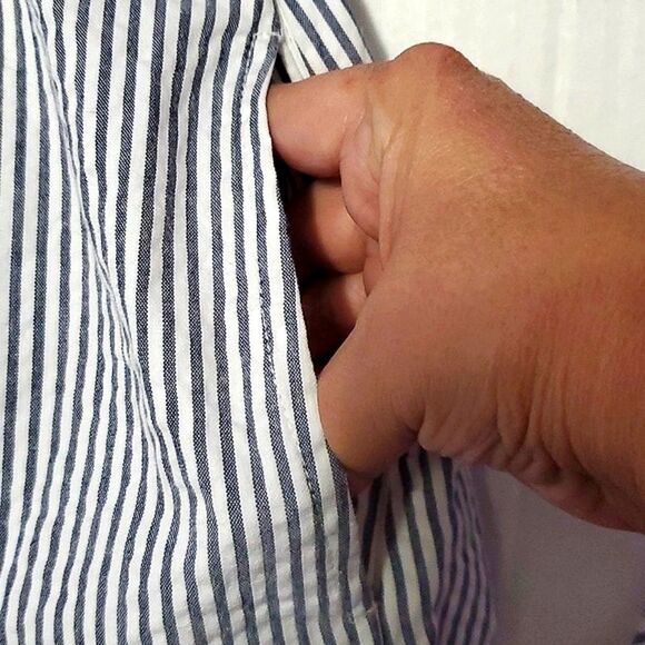 Cynthia Rowley White & Navy Stripes Flowy Skirt Coastal Nautical Summer Dress - Picture 7 of 9